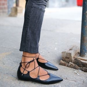 Top shop pointed lace up flats // size 38